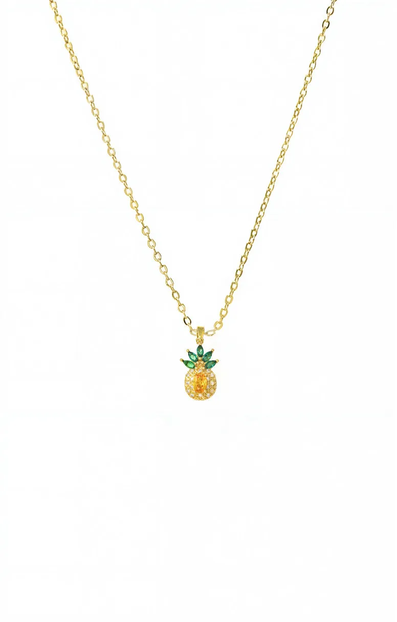 CZ Yellow & Green Pineapple Pendant Necklace sold by Adina Eden's product image thumbnail 2