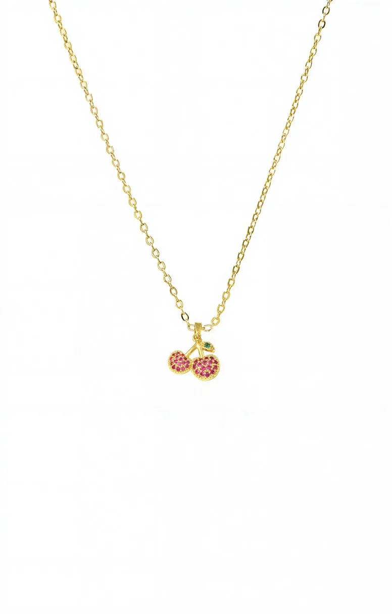 Colored Pave Cherry Pendant Necklace sold by Adina Eden's