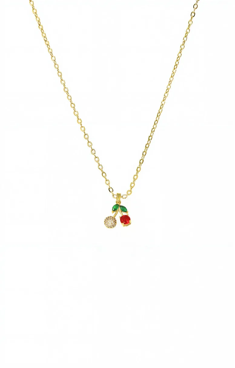 Colored CZ & Pave Cherry Charm Necklace sold by Adina Eden's