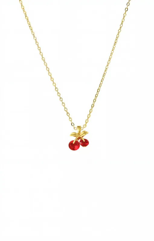 Solid Red CZ Cherry Pendant Necklace sold by Adina Eden's