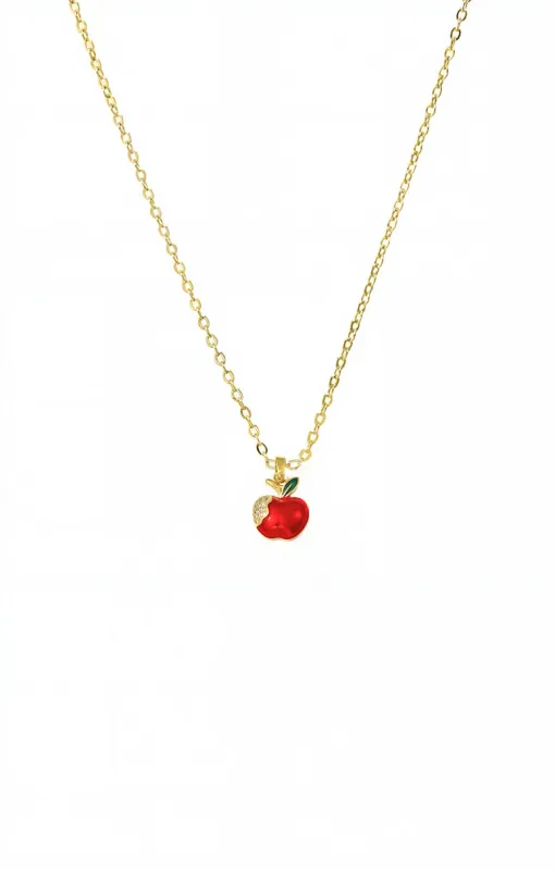 Pave Bitten Red Apple Charm Necklace sold by Adina Eden's