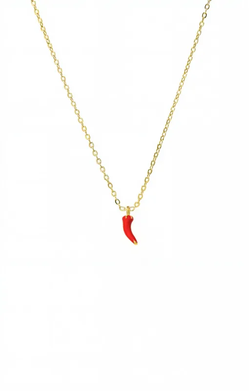 Red Enamel Chilli Pepper Charm Necklace sold by Adina Eden's