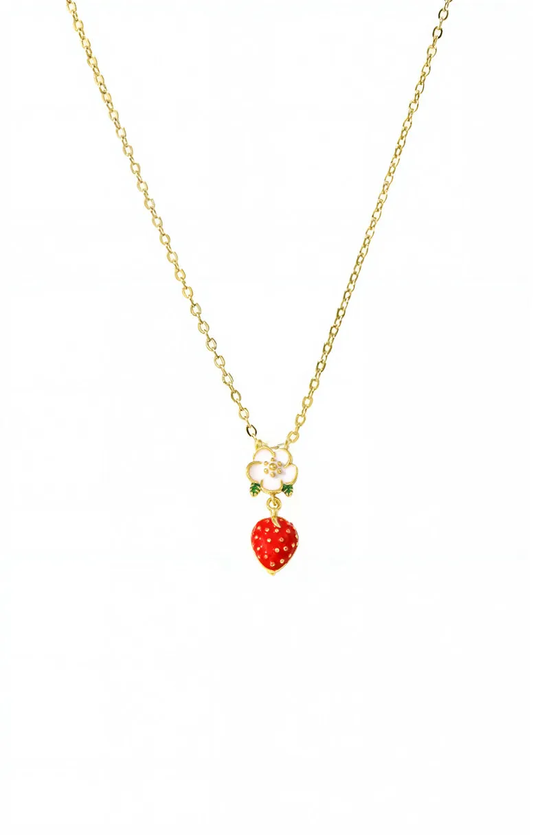 Colored Flower & Strawberry Charm Necklace sold by Adina Eden's