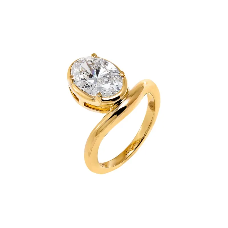 Lab Grown Diamond Oval Swirled Pinky Ring 14K sold by Adina Eden's