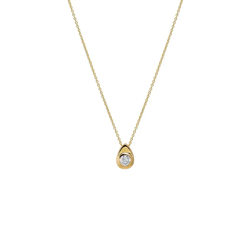 Lab Grown Diamond Solitaire Teardrop Bezel Necklace 14K sold by Adina Eden's