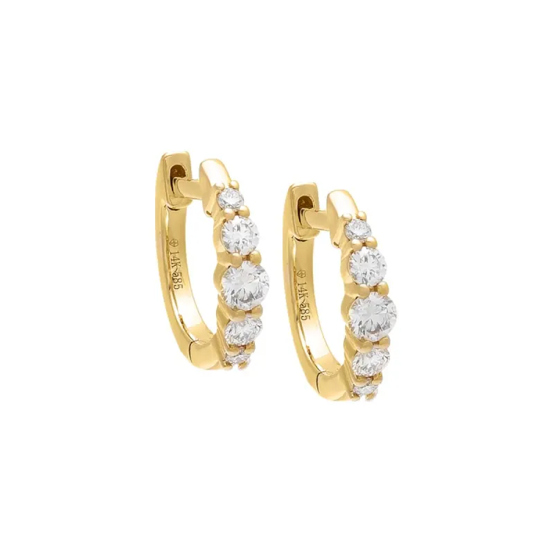 Graduated Diamond Huggie Earring 14K sold by Adina Eden's