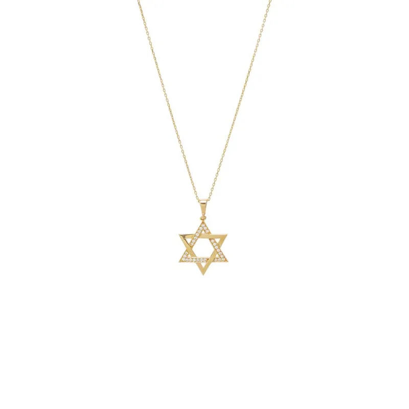 Large Diamond Accented Cutout Star Of David Pendant Necklace 14K sold by Adina Eden's