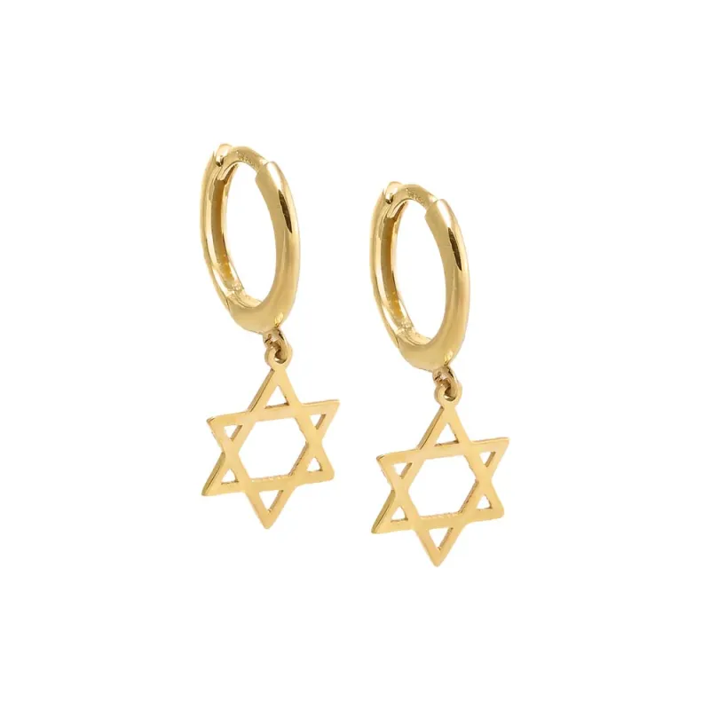 Solid Dangling Star Of David Huggie Earring 14K sold by Adina Eden's
