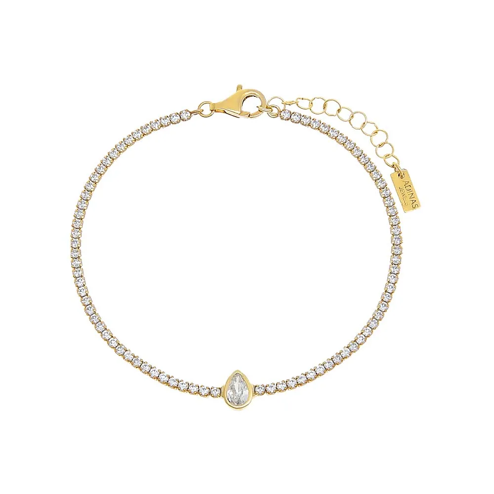 Pear Bezel Thin Tennis Bracelet sold by Adina Eden's