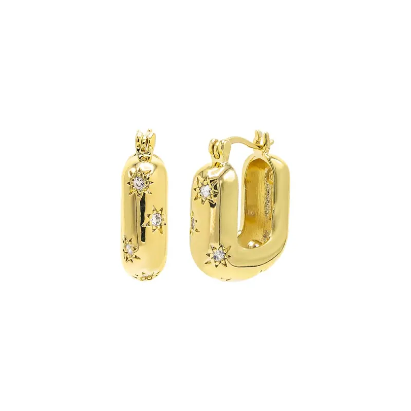 CZ Starburst Paperclip Hoop Earring sold by Adina Eden's