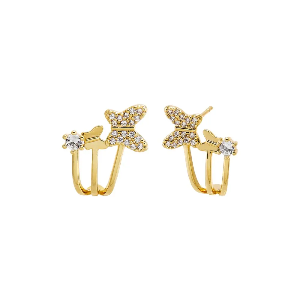Pave Butterfly Triple Stud Earring sold by Adina Eden's
