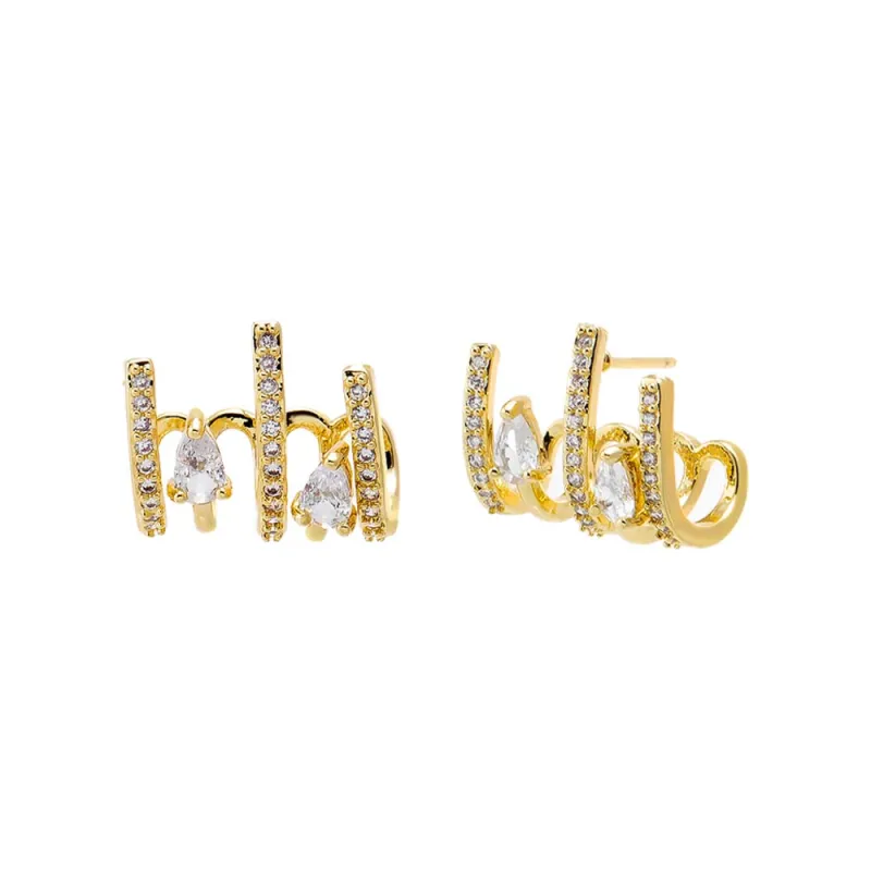 Pave X Teardrop Cage Stud Earring sold by Adina Eden's