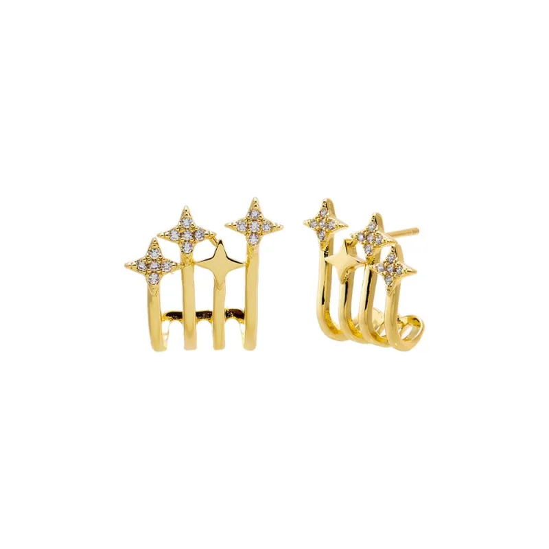 Multi Pave Starburst Cage Stud Earring sold by Adina Eden's