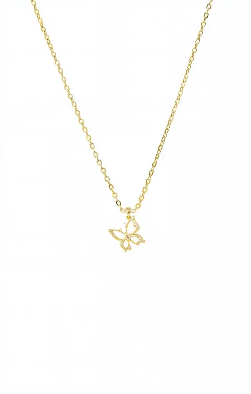 Mother Of Pearl Pave Butterfly Necklace sold by Adina Eden's