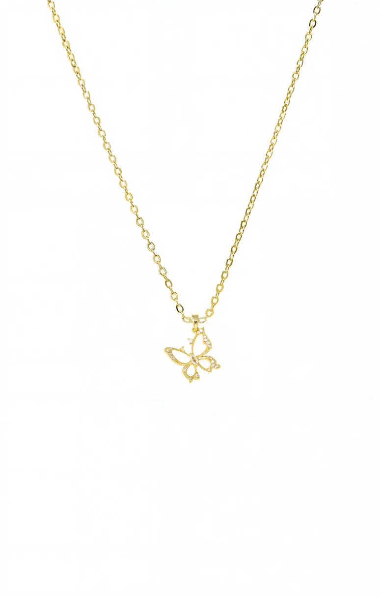 Mother Of Pearl Pave Butterfly Necklace sold by Adina Eden's