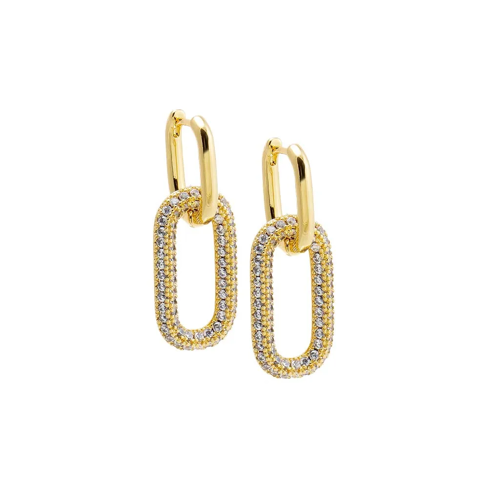 Solid/Pave Paperclip Drop Huggie Earring sold by Adina Eden's