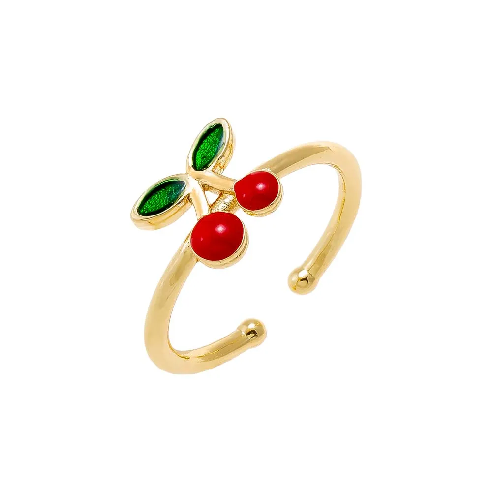 Colored Enamel Cherry Adjustable Ring sold by Adina Eden's