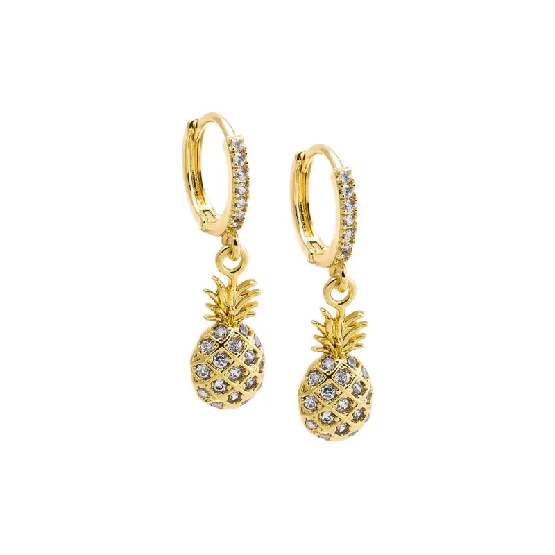 CZ Dangling Pineapple Huggie Earring made by Adina Eden's