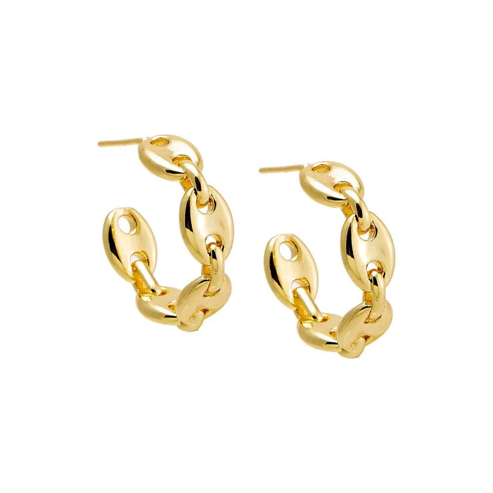 Solid Mariner Chain Open Hoop Earring sold by Adina Eden's