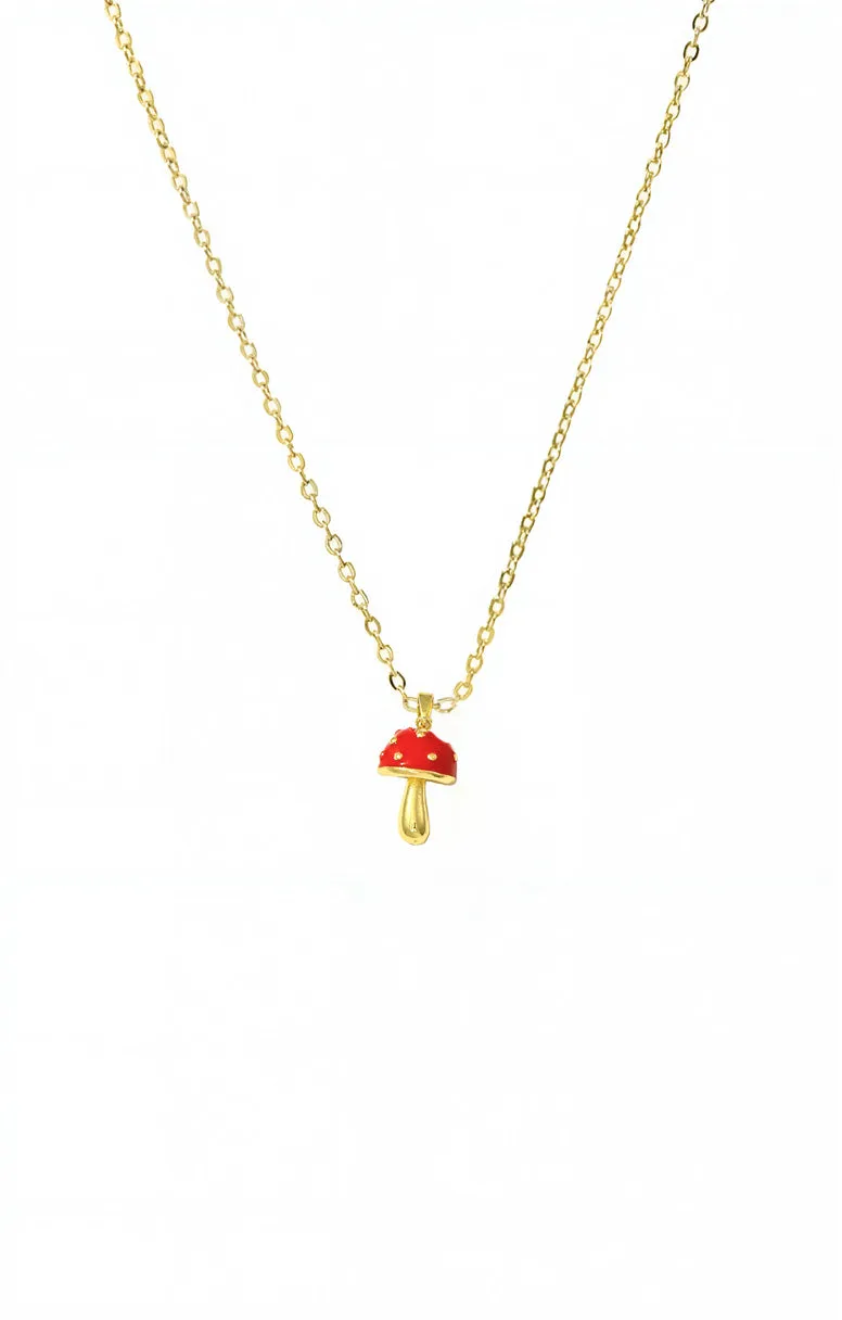 Red Enamel Mushroom Pendant Necklace sold by Adina Eden's