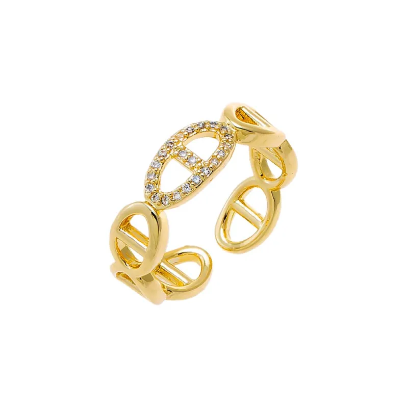 Solid/Pave Mariner Chain Adjustable Ring sold by Adina Eden's