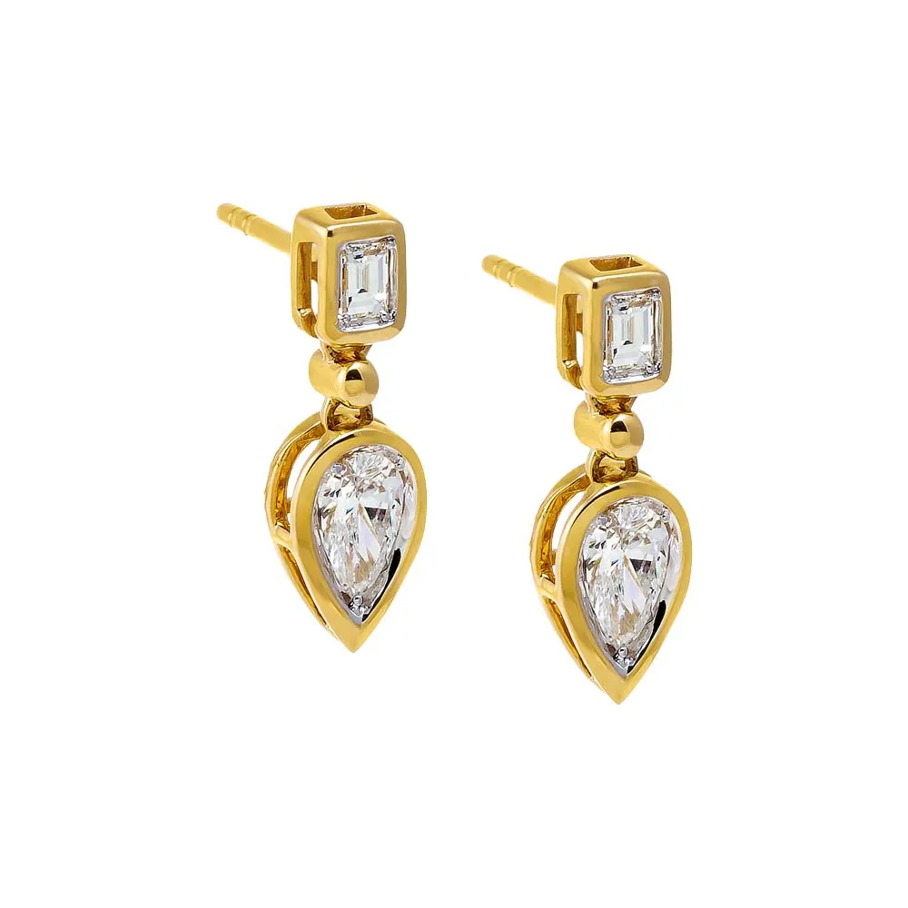 Lab Grown Diamond Emerald X Pear Dangling Drop Stud Earring 14K sold by Adina Eden's