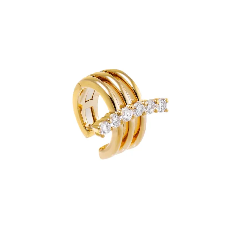 Diamond Curved Bar Wide Ear Cuff 14K sold by Adina Eden's