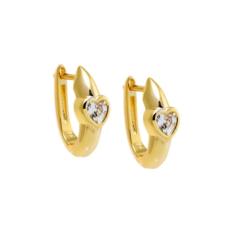 CZ Heart Bezel Huggie Earring sold by Adina Eden's