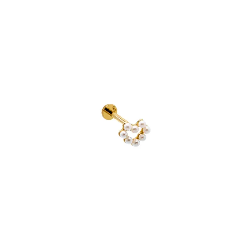 Piercing Open Pearl Heart Threaded Stud Earring 14K sold by Adina Eden's