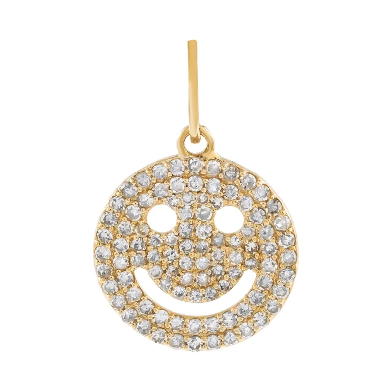 Diamond Smiley Face Charm 14K sold by Adina Eden's