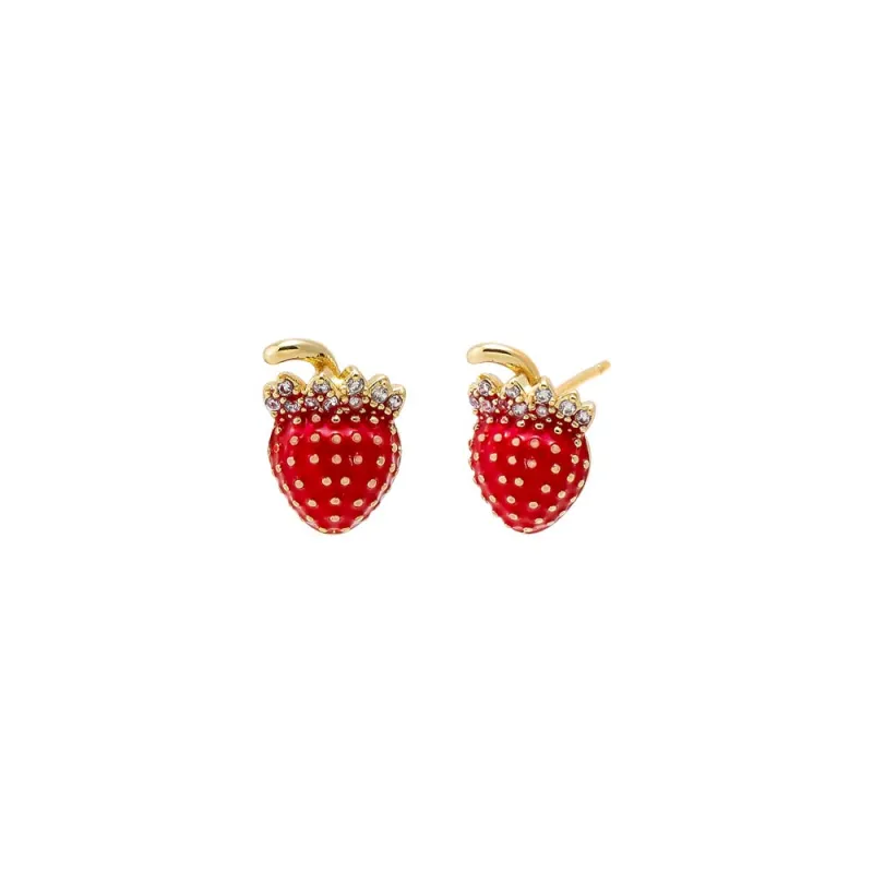CZ & Pearl Strawberry Stud Earring sold by Adina Eden's