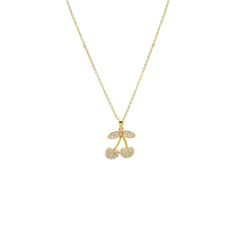 Pave Cherry Pendant Charm Necklace sold by Adina Eden's