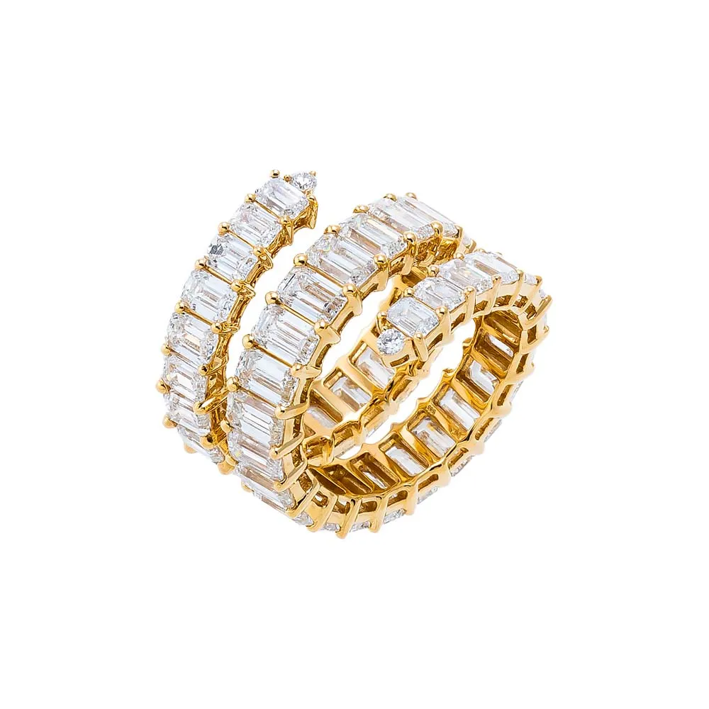 Lab Grown Diamond Emerald Eternity Coil Ring 14K sold by Adina Eden's