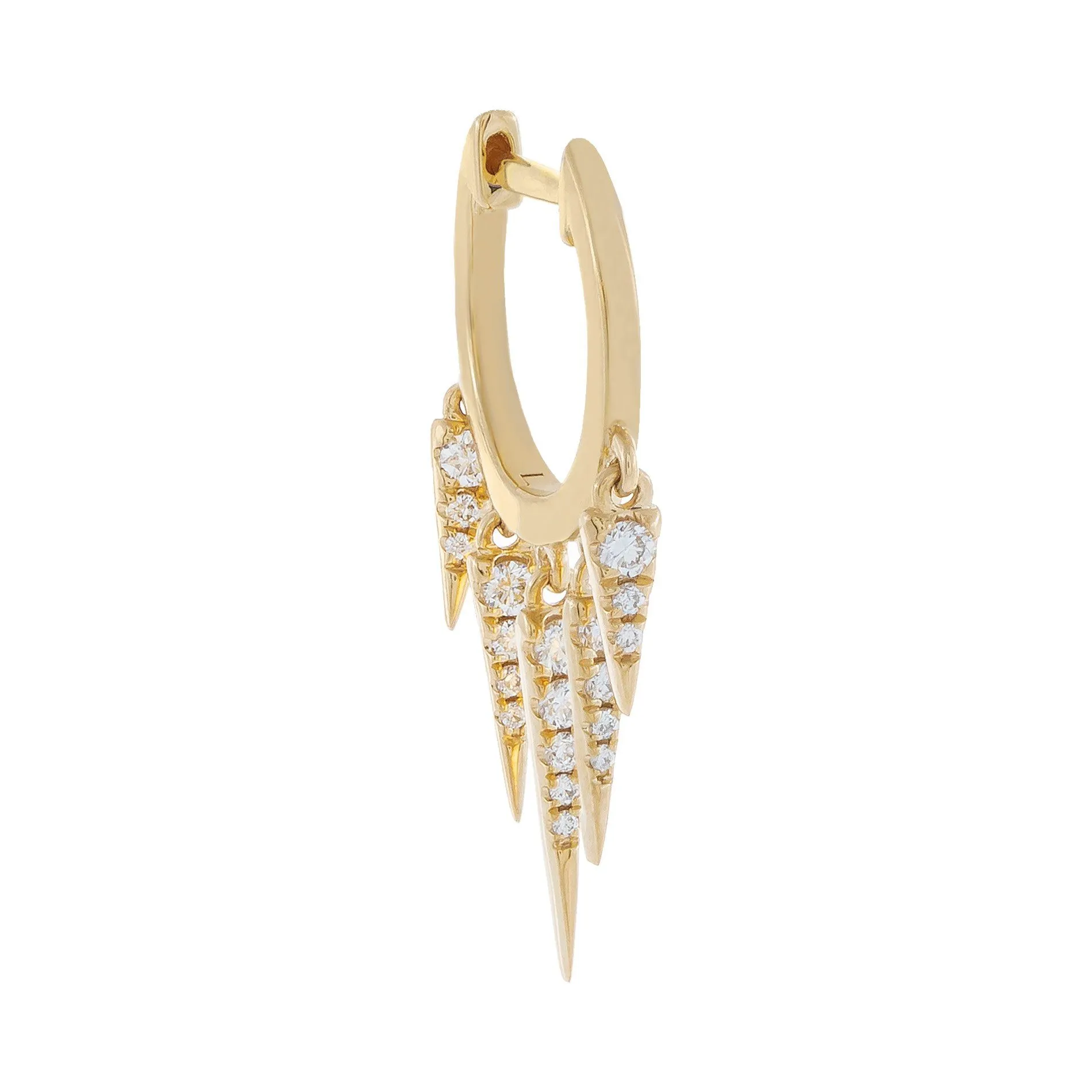 Diamond Dangle Spike Huggie Earring 14K sold by Adina Eden's