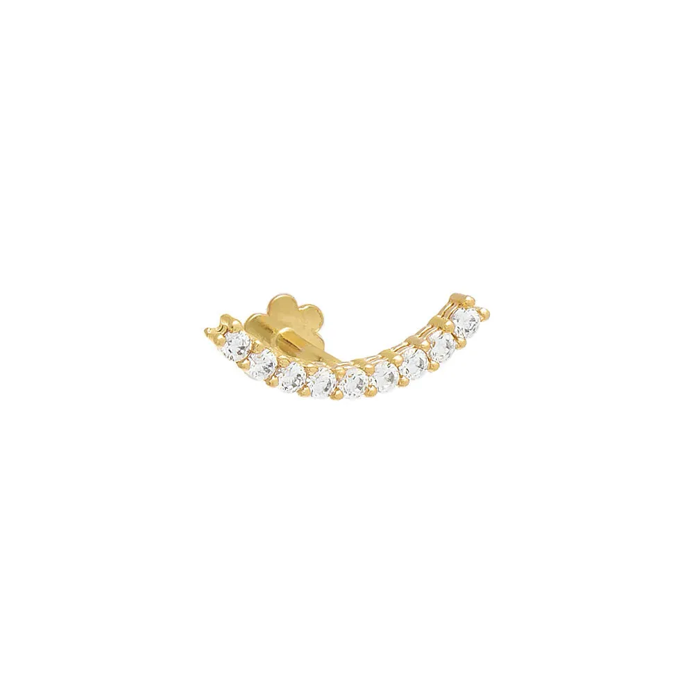 Pavé Curved Bar Threaded Stud Earring 14K sold by Adina Eden's