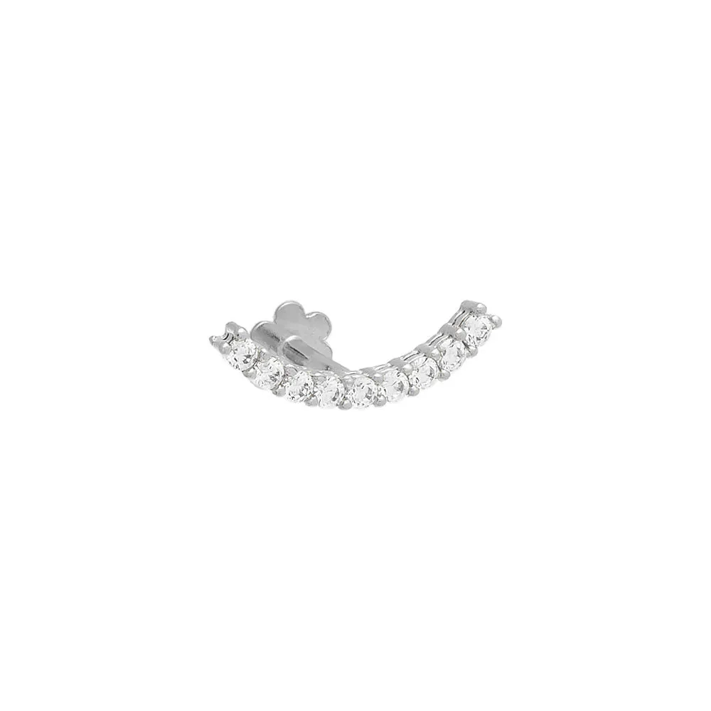 Pavé Curved Bar Threaded Stud Earring 14K sold by Adina Eden's product image thumbnail 3