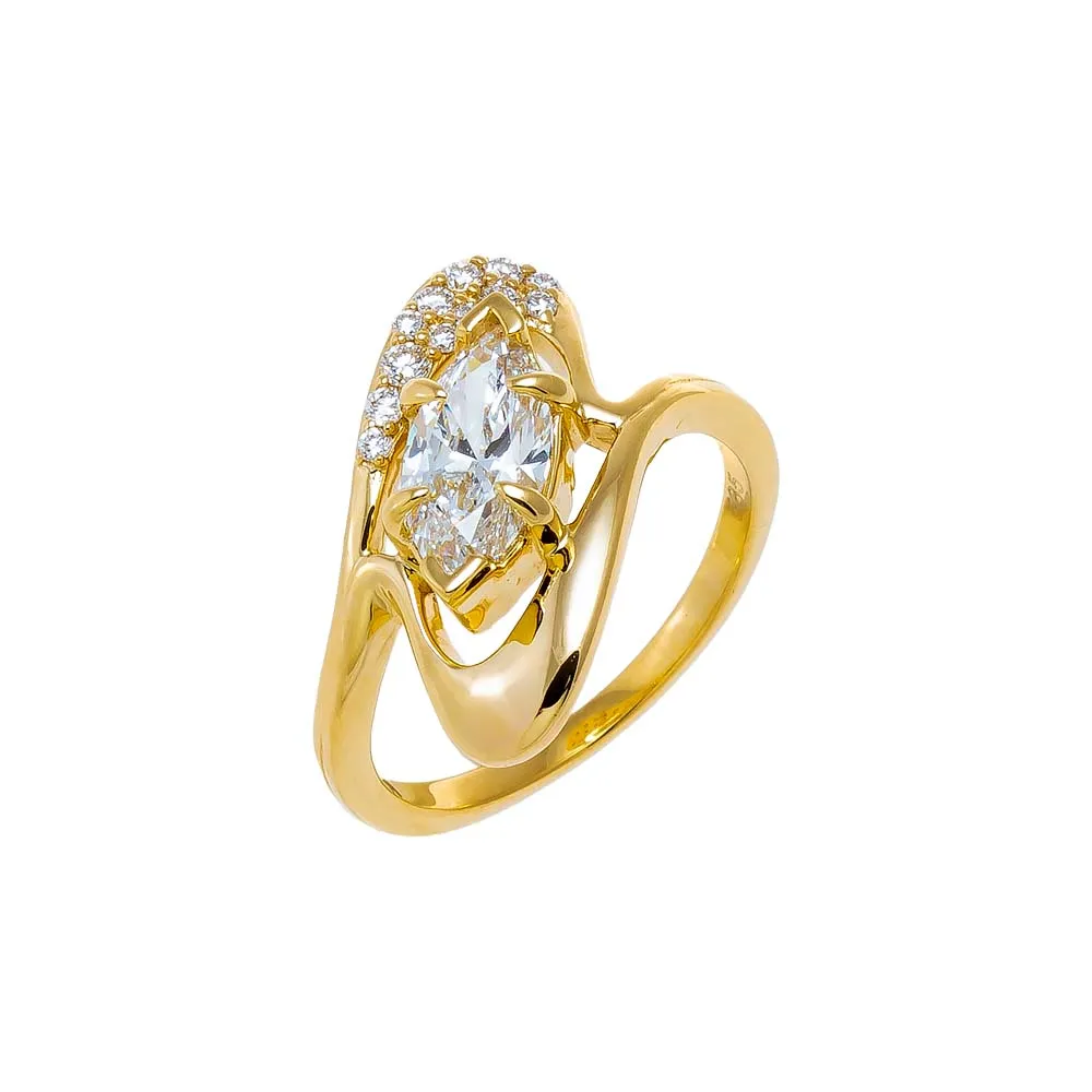 Lab Grown Diamond Oval Tilted Ring 14K sold by Adina Eden's
