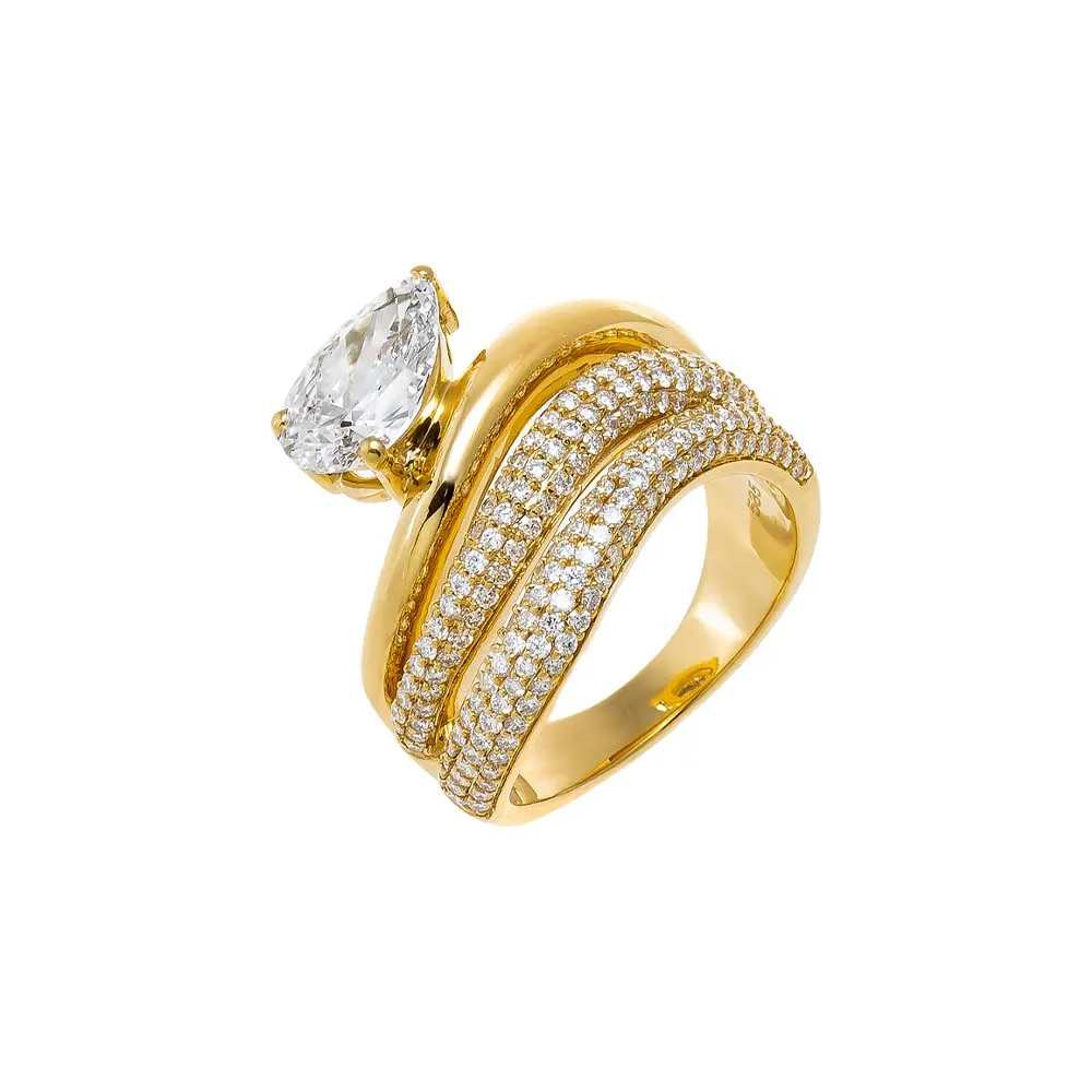 Lab Grown Diamond Pear Swirled Ring 14K sold by Adina Eden's