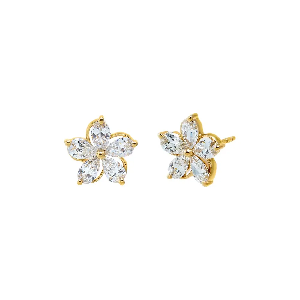 Lab Grown Diamond Flower Bezel Stud Earring 14K sold by Adina Eden's