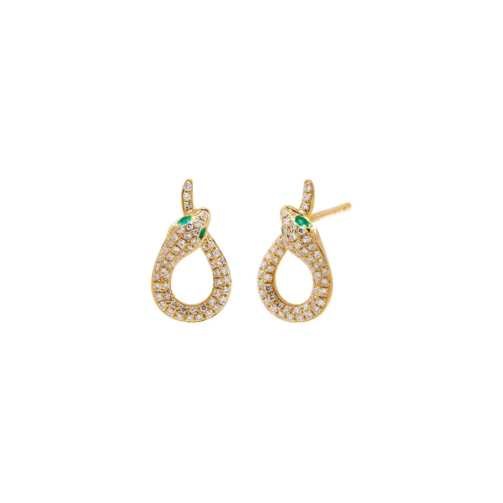 Diamond Pave Looped Snake Stud Earring 14K sold by Adina Eden's