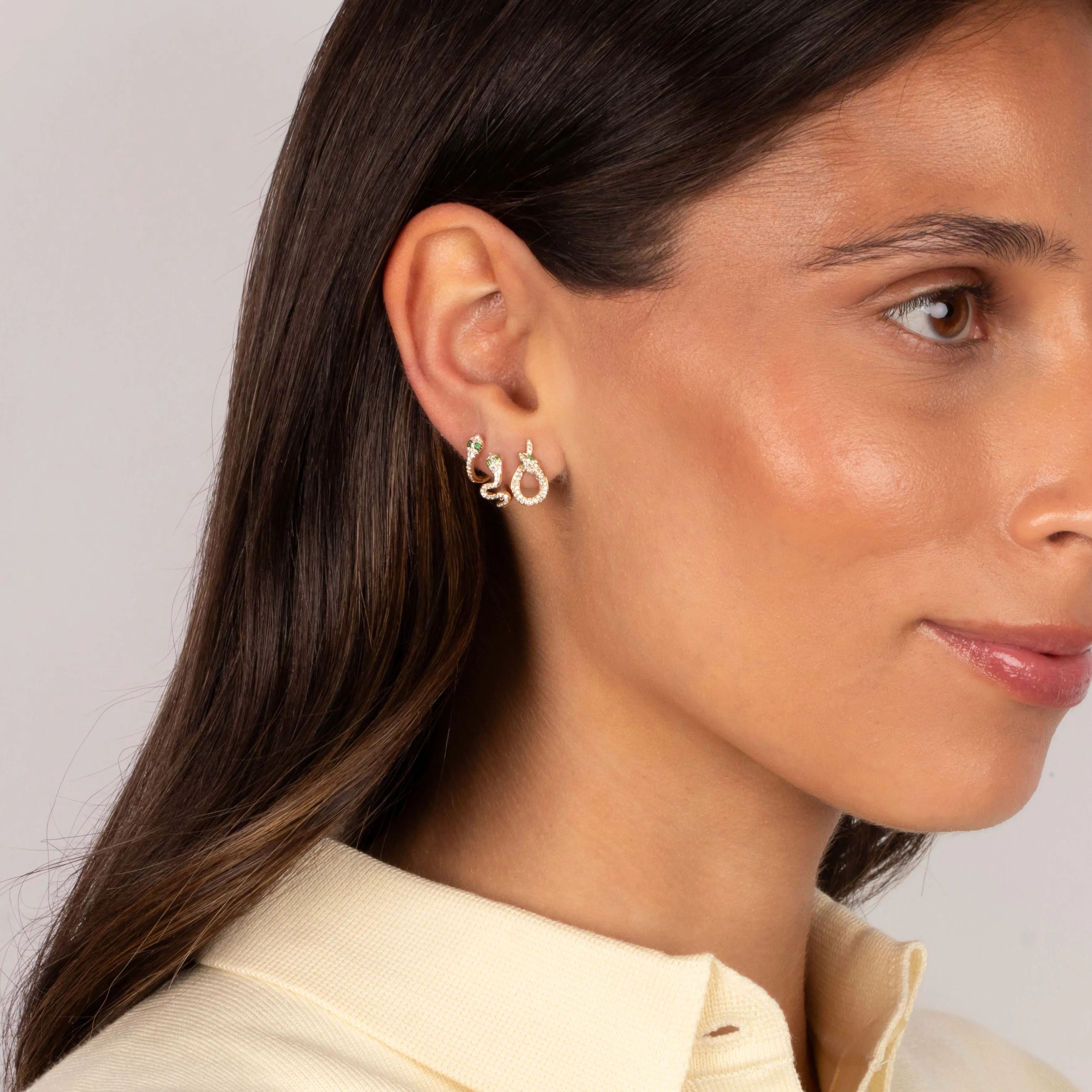 Diamond Pave Looped Snake Stud Earring 14K sold by Adina Eden's product image thumbnail 2