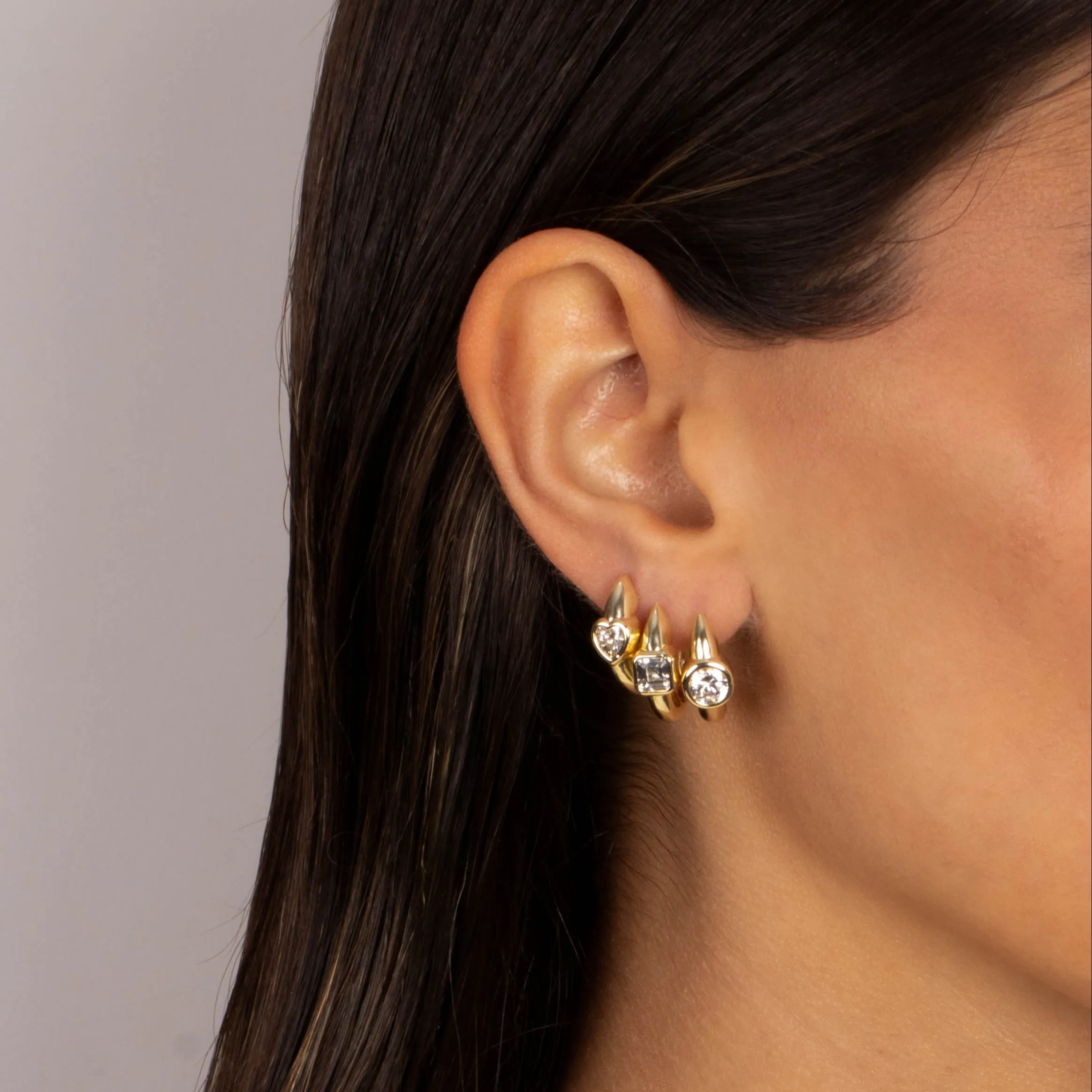 CZ Ascher Bezel Huggie Earring sold by Adina Eden's product image thumbnail 2