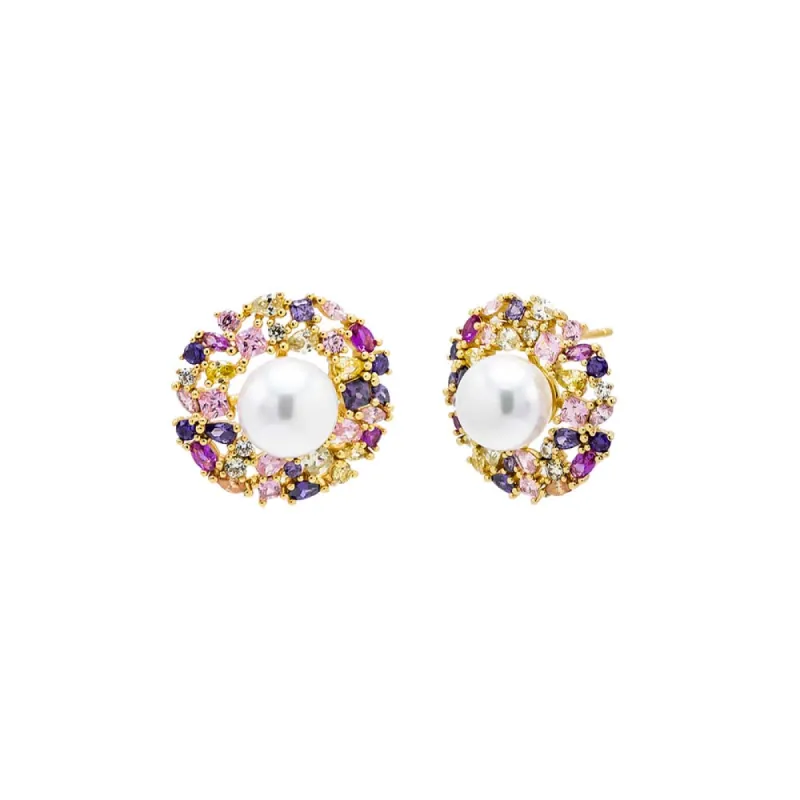 Pastel X Pearl On The Ear Stud Earring sold by Adina Eden's