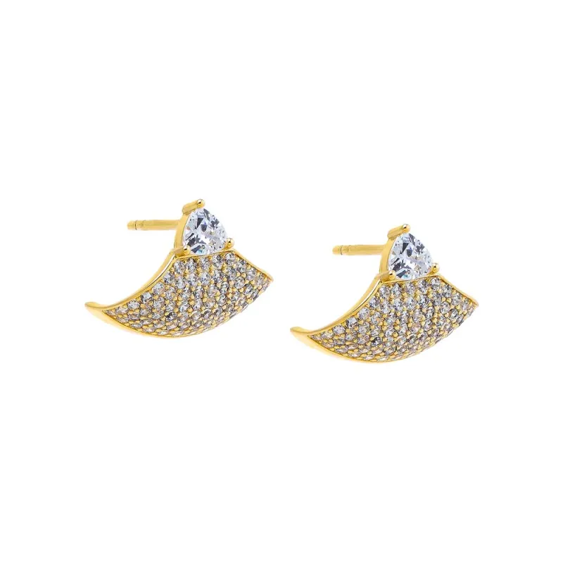 CZ Pave Fan Stud Earring sold by Adina Eden's