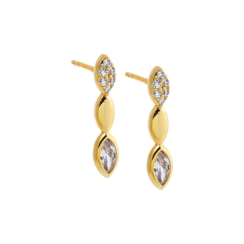 CZ Pave Marquise Stone Drop Stud Earring sold by Adina Eden's