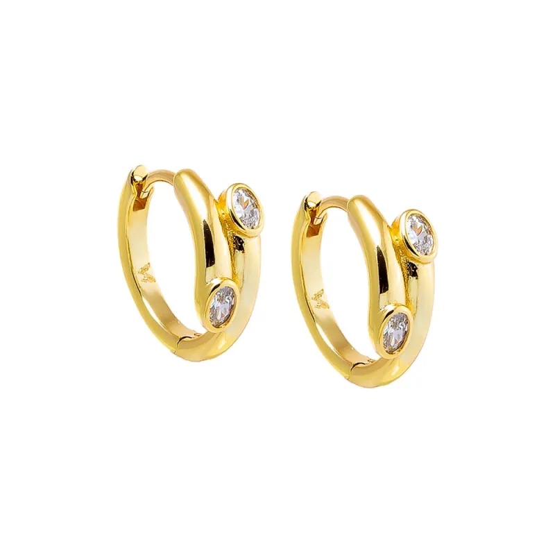 CZ Bezel Claw Huggie Earring sold by Adina Eden's