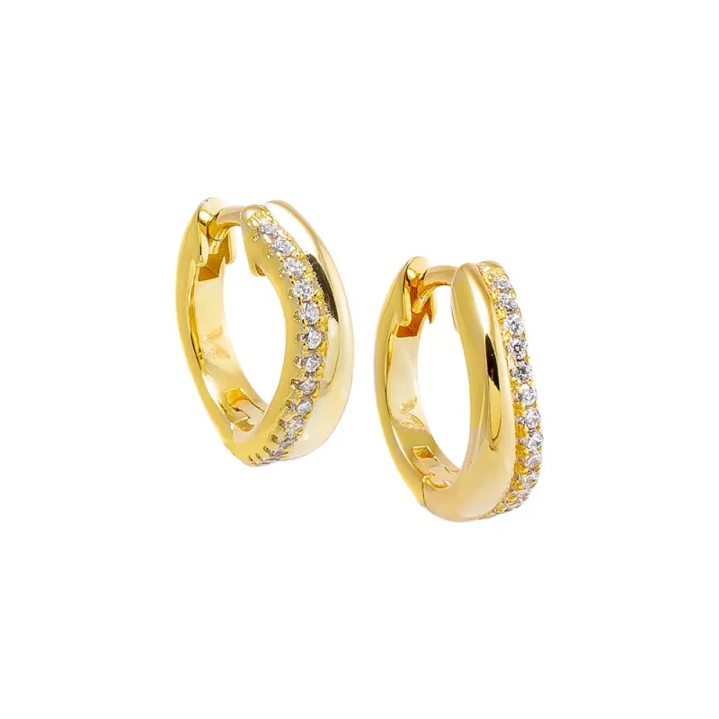 Solid/Pave Swirled Huggie Earring sold by Adina Eden's