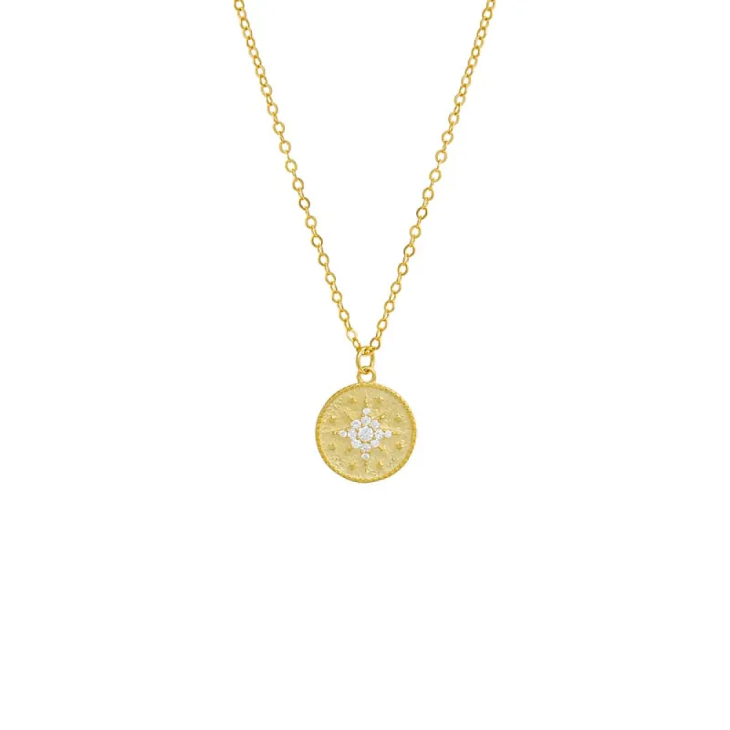 Pave Starburst Medallion Necklace sold by Adina Eden's