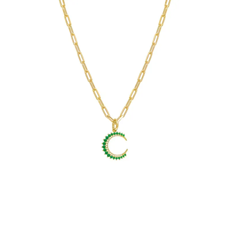 Colored Half Circle 3 Prong CZ Necklace sold by Adina Eden's