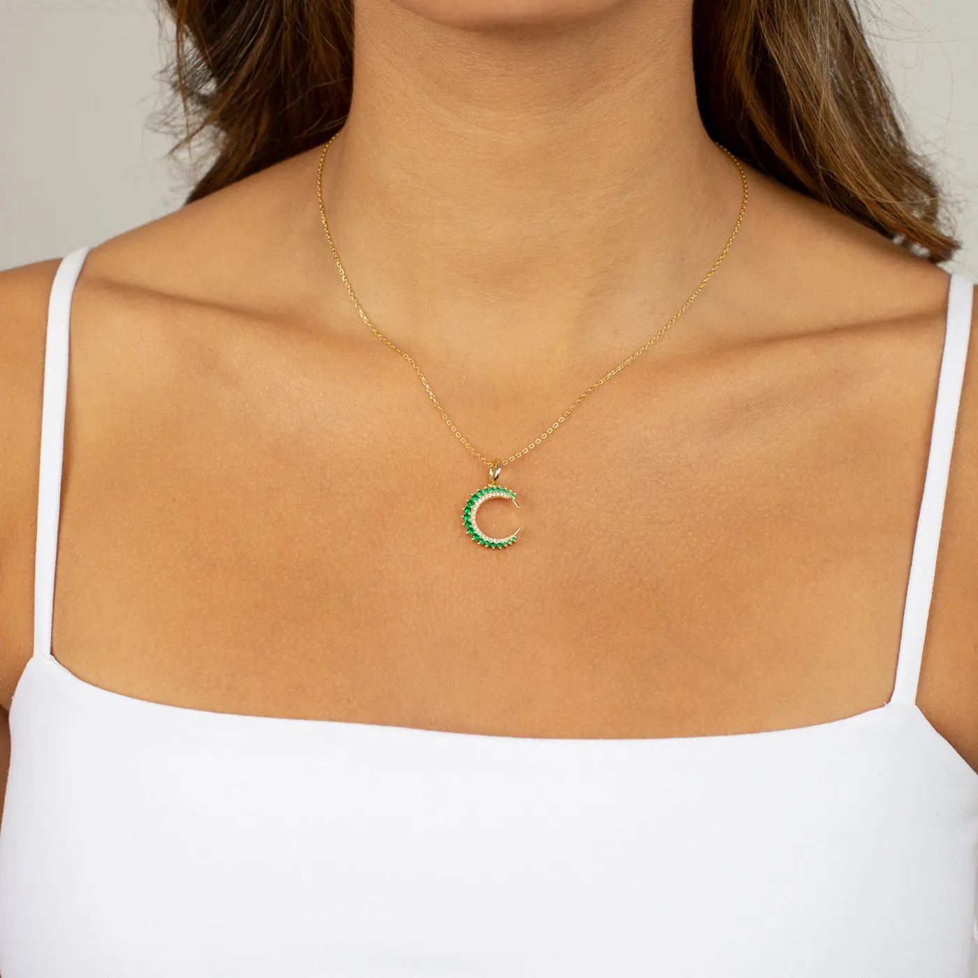 Colored Half Circle 3 Prong CZ Necklace sold by Adina Eden's product image thumbnail 2